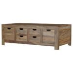 ESTHER 6-DRAWER SOLID WOOD COFFEE TABLE NATURAL SHEESHAM - Image 5