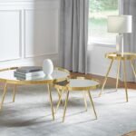 KAELYN 3-PIECE ROUND COFFEE AND END TABLE SET GOLD