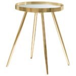 KAELYN 3-PIECE ROUND COFFEE AND END TABLE SET GOLD - Image 3
