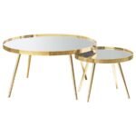 KAELYN 3-PIECE ROUND COFFEE AND END TABLE SET GOLD - Image 4