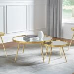 KAELYN 4-PIECE ROUND COFFEE AND END TABLE SET GOLD