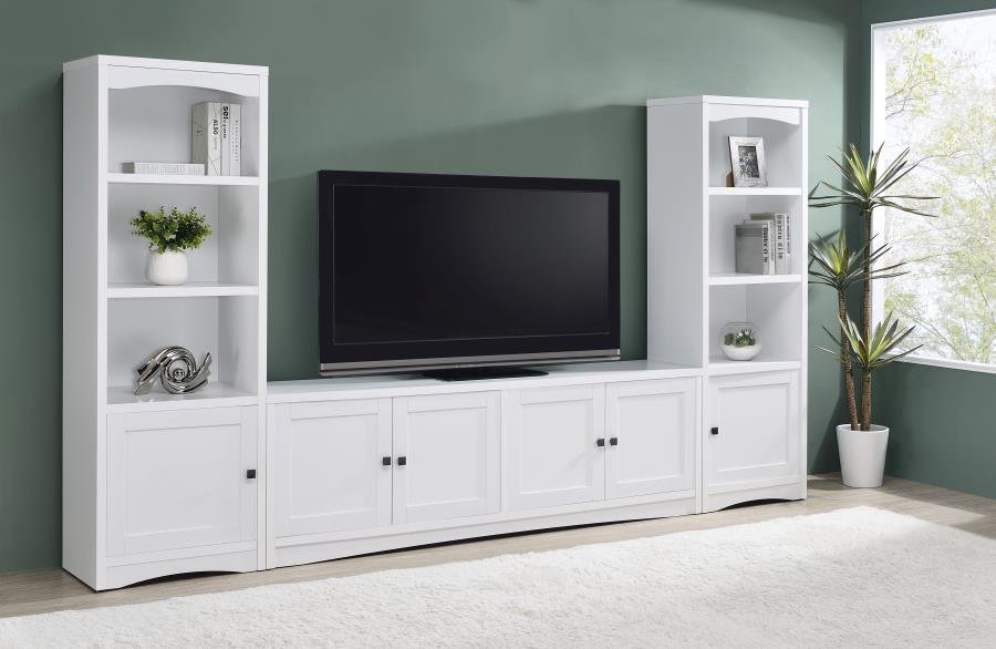 724113-SET_01x900.jpg LAUGHLIN 3-PIECE ENTERTAINMENT CENTER TV STAND WHITE - Image 1