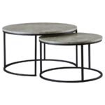 LAINEY 2-PIECE ROUND FAUX MARBLE NESTING COFFEE TABLE GREY
