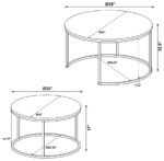 LAINEY 2-PIECE ROUND FAUX MARBLE NESTING COFFEE TABLE GREY - Image 5