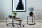 LAINEY 2-PIECE ROUND FAUX MARBLE NESTING COFFEE TABLE GREY - Image 6