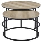 LAINEY 2-PIECE ROUND NESTING COFFEE TABLE DISTRESSED PINE - Image 3