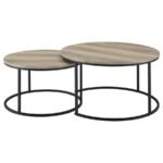 LAINEY 2-PIECE ROUND NESTING COFFEE TABLE DISTRESSED PINE - Image 5