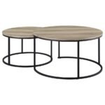 LAINEY 2-PIECE ROUND NESTING COFFEE TABLE DISTRESSED PINE - Image 6