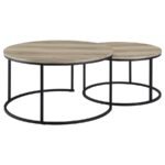 LAINEY 2-PIECE ROUND NESTING COFFEE TABLE DISTRESSED PINE - Image 7