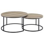 LAINEY 2-PIECE ROUND NESTING COFFEE TABLE DISTRESSED PINE - Image 8