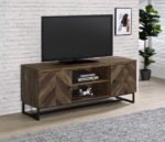 MYLES 2-DOOR ENGINEERED WOOD 60-INCH TV STAND RUSTIC OAK - Image 2