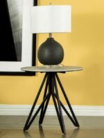 HADI ROUND SMARTTOP SIDE END TABLE CEMENT AND GUNMETAL - Image 2