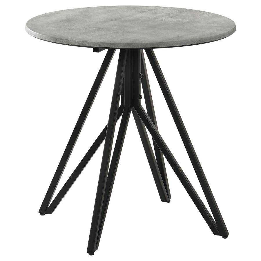 736177_02x900.jpg HADI ROUND SMARTTOP SIDE END TABLE CEMENT AND GUNMETAL - Image 1