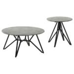 HADI 2-PIECE ROUND SMARTTOP COFFEE AND END TABLE SET CEMENT - Image 2