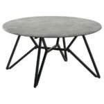 HADI 2-PIECE ROUND SMARTTOP COFFEE AND END TABLE SET CEMENT - Image 6