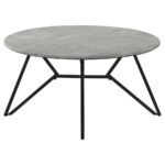 HADI 2-PIECE ROUND SMARTTOP COFFEE AND END TABLE SET CEMENT - Image 7
