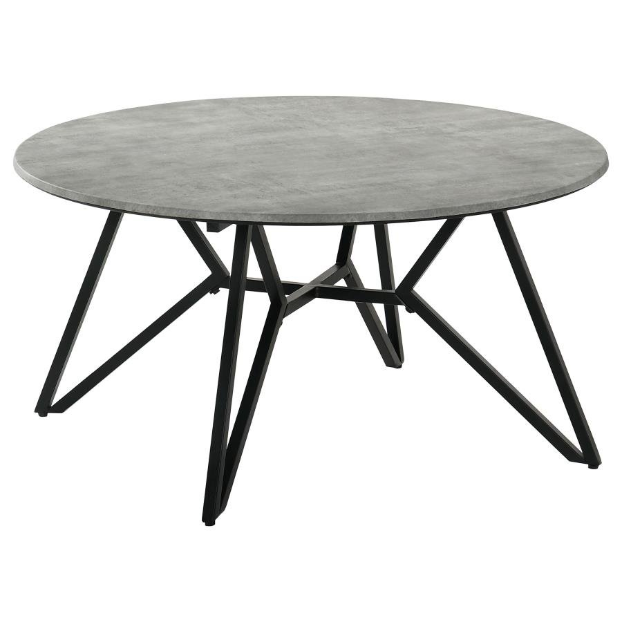 736178_02x900.jpg HADI ROUND SMARTTOP COFFEE TABLE CEMENT AND GUNMETAL - Image 1
