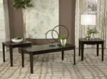 AMARO 3-PIECE COFFEE AND END TABLE SET DARK BROWN