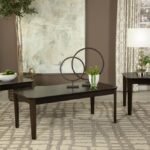AMARO 3-PIECE COFFEE AND END TABLE SET DARK BROWN