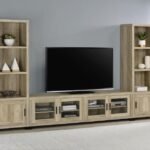 SACHIN 3-PIECE 79-INCH TV ENTERTAINMENT CENTER ANTIQUE PINE