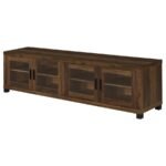 SACHIN 4-DOOR ENGINEERED WOOD 79-INCH TV STAND DARK PINE - Image 5