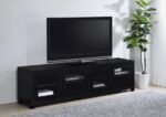 JUPITER 4-DOOR ENGINEERED WOOD 79-INCH TV STAND BLACK - Image 2