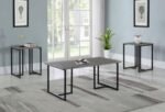 NYLA 3-PIECE ENGINEERED WOOD COFFEE TABLE SET WEATHERED GREY - Image 2