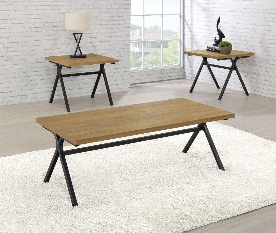 753424_01x900.jpg COLMAR 3-PIECE ENGINEERED WOOD COFFEE TABLE SET GOLDEN OAK - Image 1