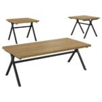 COLMAR 3-PIECE ENGINEERED WOOD COFFEE TABLE SET GOLDEN OAK - Image 2