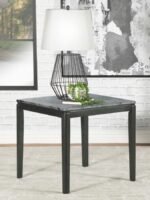 MOZZI SQUARE FAUX MARBLE SIDE END TABLE GREY AND BLACK - Image 2