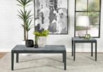 MOZZI SQUARE FAUX MARBLE SIDE END TABLE GREY AND BLACK - Image 8