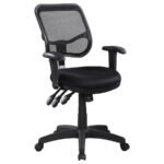 ROLLO UPHOLSTERED ADJUSTABLE ERGONOMIC OFFICE CHAIR BLACK - Image 3