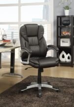 KAFFIR UPHOLSTERED ADJUSTABLE OFFICE DESK CHAIR DARK BROWN - Image 2