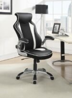 DUSTIN UPHOLSTERED ADJUSTABLE HOME OFFICE DESK CHAIR BLACK - Image 2