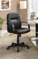 MINATO UPHOLSTERED ADJUSTABLE HOME OFFICE DESK CHAIR BLACK - Image 2