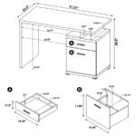 IRVING 47-INCH 2-DRAWER OFFICE COMPUTER DESK CAPPUCCINO - Image 12