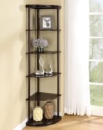 BONWICK 72-INCH 5-SHELF CORNER BOOKSHELF CAPPUCCINO - Image 2