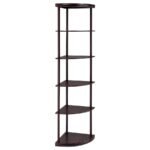 BONWICK 72-INCH 5-SHELF CORNER BOOKSHELF CAPPUCCINO