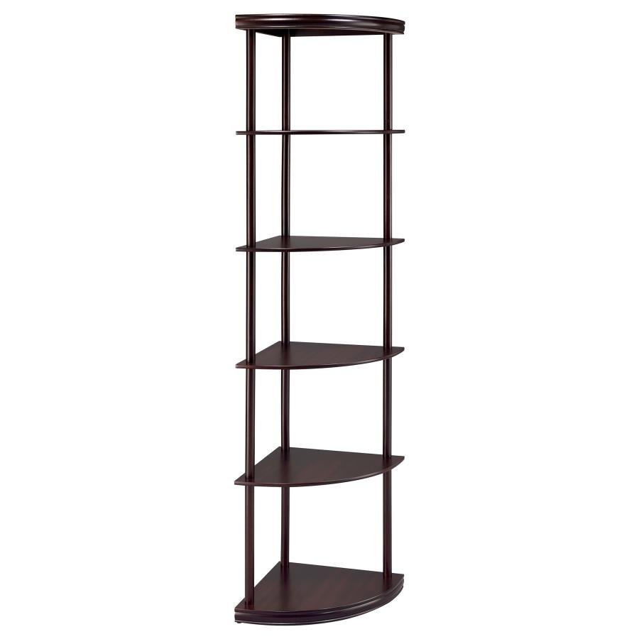 800279_02x900.jpg BONWICK 72-INCH 5-SHELF CORNER BOOKSHELF CAPPUCCINO - Image 1