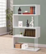 EMELLE 63-INCH 4-SHELF GLASS PANEL BOOKSHELF WHITE - Image 2