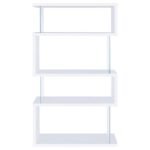 EMELLE 63-INCH 4-SHELF GLASS PANEL BOOKSHELF WHITE - Image 3