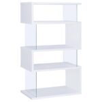 EMELLE 63-INCH 4-SHELF GLASS PANEL BOOKSHELF WHITE - Image 5