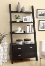 COLELLA 72-INCH 5-SHELF STORAGE LADDER BOOKSHELF CAPPUCCINO - Image 2