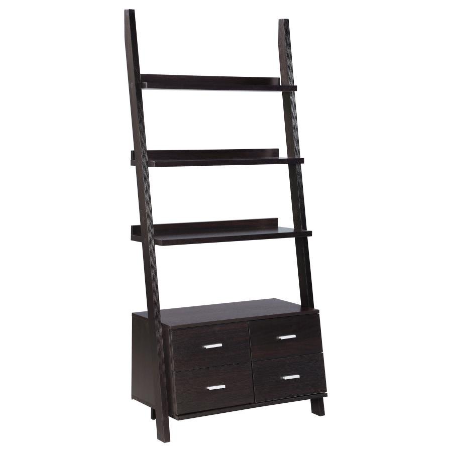 800319_02x900.jpg COLELLA 72-INCH 5-SHELF STORAGE LADDER BOOKSHELF CAPPUCCINO - Image 1