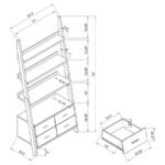 COLELLA 72-INCH 5-SHELF STORAGE LADDER BOOKSHELF CAPPUCCINO - Image 5