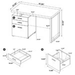 BRENNAN 47-INCH 3-DRAWER OFFICE COMPUTER DESK WHITE - Image 11