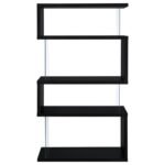 EMELLE 63-INCH 4-SHELF GLASS PANEL BOOKSHELF BLACK - Image 3