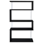 EMELLE 63-INCH 4-SHELF GLASS PANEL BOOKSHELF BLACK - Image 6