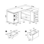 YVETTE 60-INCH 3-DRAWER L-SHAPE COMPUTER DESK WHITE - Image 11