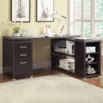 YVETTE 60-INCH 3-DRAWER L-SHAPE COMPUTER DESK CAPPUCCINO - Image 2